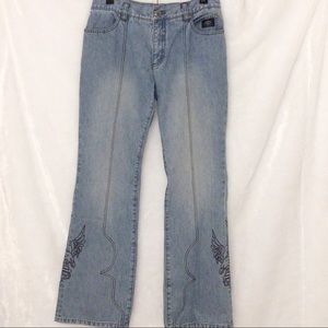 Harley Davidson embroidered Eagle leg jeans
